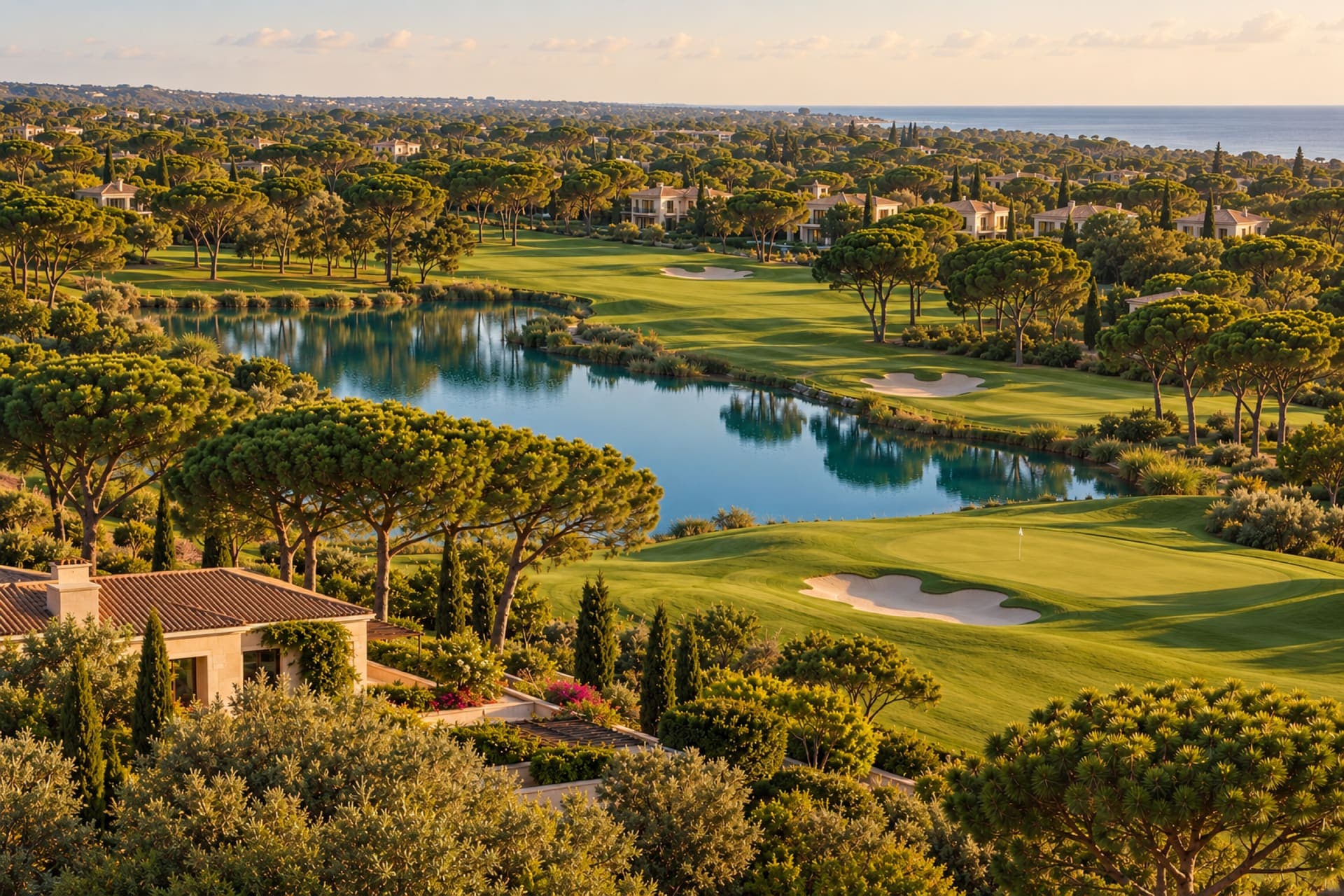 Kadriye'de göletli ve çamlı golf sahası