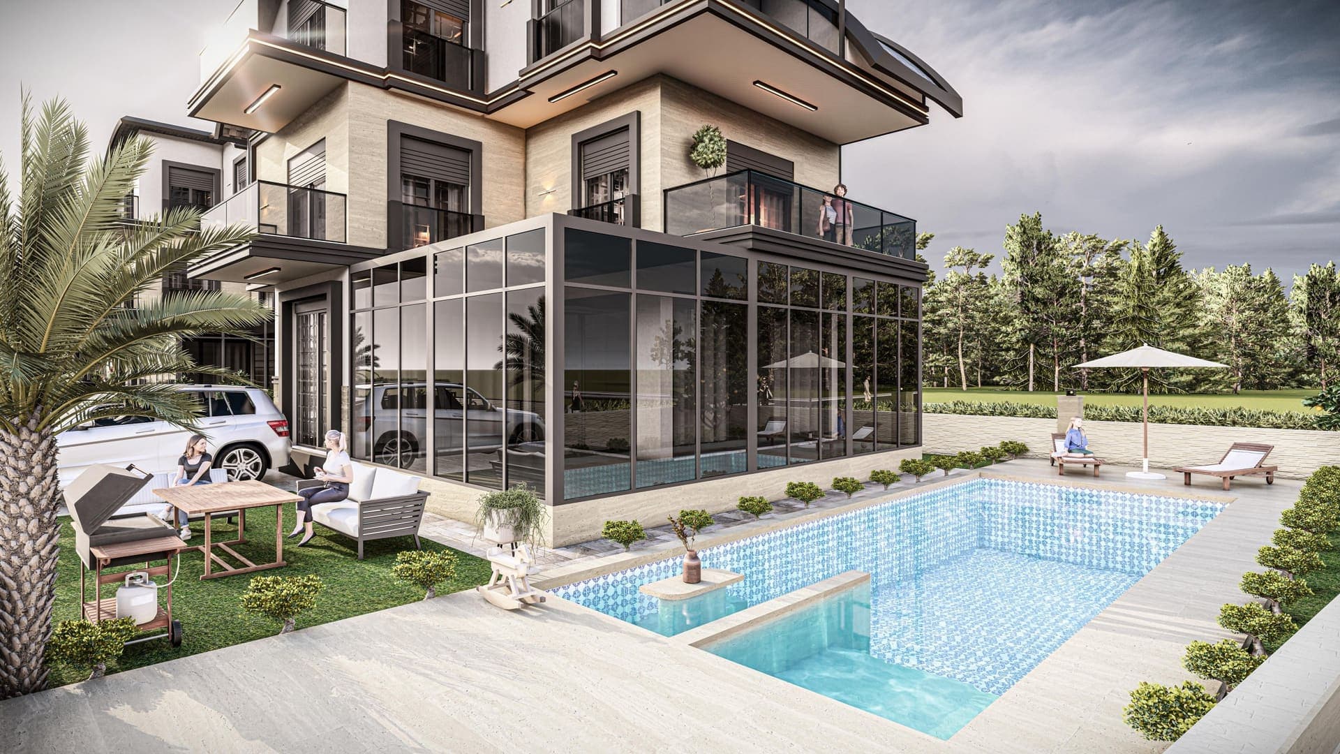 Havuzlu villa görselleştirmesi, Belek